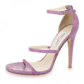 Jimmy Choo Purple Crocodile Thunder Sandals Size 40