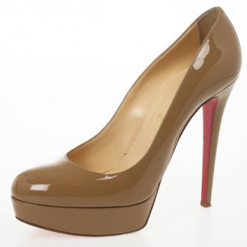 Christian Louboutin Camel Patent Bianca Platform Pumps Size 41