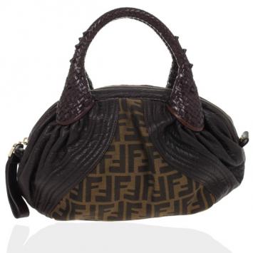 Fendi Tobacco Zucca Nappa Print Baby Spy Bag