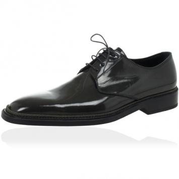 Pre Owned Dolce and Gabbana Grey Patent Lace Up Oxfords Size 42.5