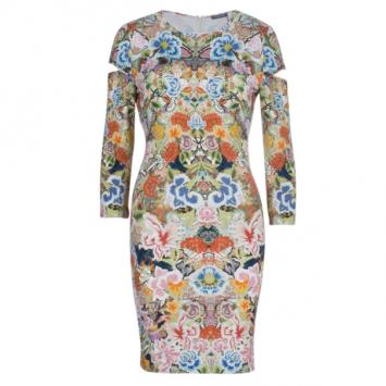 Alexander McQueen Patchwork Floral Crepe Dress M