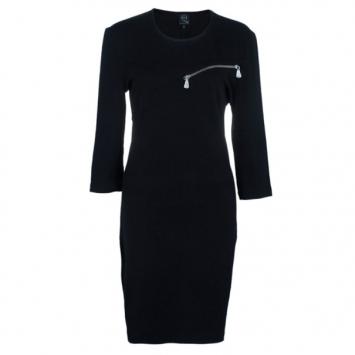 McQ by Alexander McQueen Black Jersey Zip Detail Dress XL