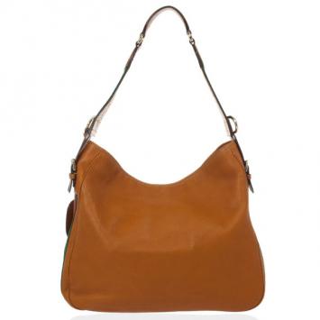 Gucci Brown Leather 'Gucci Heritage' Web Striped Hobo