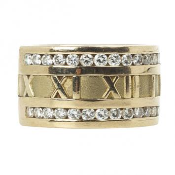 Tiffany & Co. Atlas Vintage Diamond Yellow Gold Ring Size 56