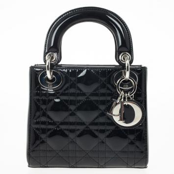 Christian Dior Black Patent Mini Lady Dior Bag