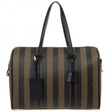 Pre Owned Fendi Brown and Tobacco Striped Spalmati Duffel Bag