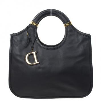 Dior Diorita Black Leather Medium Zipped Hobo