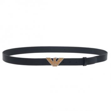 Pre Owned Emporio Armani Black Leather One Size Belt 110CM