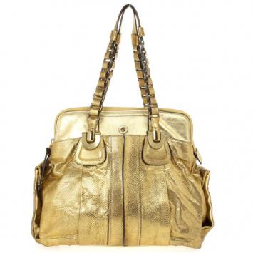 Chloe Metallic Gold Leather Heloise Tote