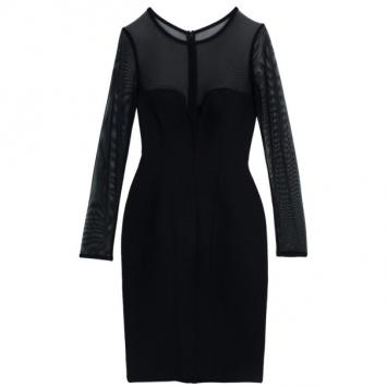 Herve L. Leroux Mesh Tulle Bandage Dress S