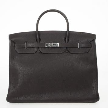 Hermes Birkin 40cm Togo Leather Darkbrown Handbag with Silver Hardware