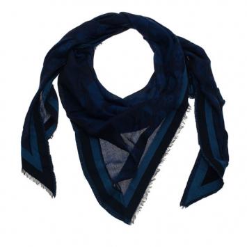 Alexander McQueen Blue Unisex Modal Cashmere Skull Triangle Kefia