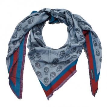 Alexander McQueen Grey Unisex Modal Cashmere Skull Triangle Kefia