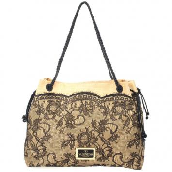 Pre Owned Valentino Black Lace Detail Tote