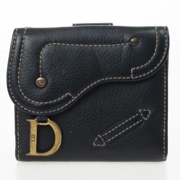 Dior Black Leather Saddle Compact Wallet
