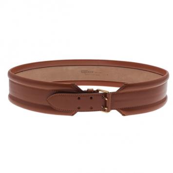 Alexander McQueen Brown Wide Leather Waist Belt 100CM