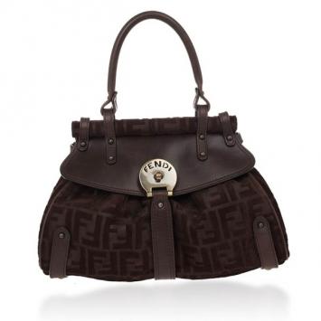 Fendi Zucca Brown Suede Small Magic Bag
