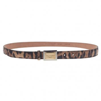 Dolce and Gabbana Leopard Print Dauphine Leather Belt 75CM
