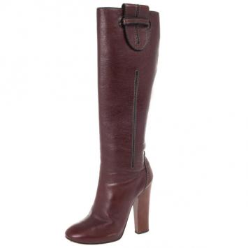 Chloe Brown Leather Knee Length Boots Size 37.5