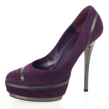 Gucci Purple Suede Zipper Detail Pixie Platform Pumps Size 37