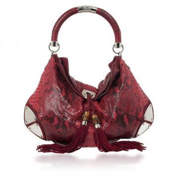 Gucci Gold Red Python Large Babouska Indy Top Handle Bag