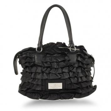Valentino Garavani Black Ruffled Small Satchel