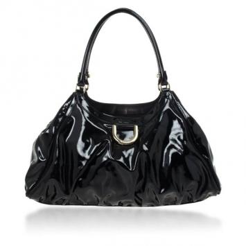 Gucci Black Patent Leather D Ring Large Hobo Bag
