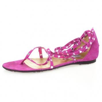Jimmy Choo Pink Suede Strappy Studded Flat Sandals Size 39