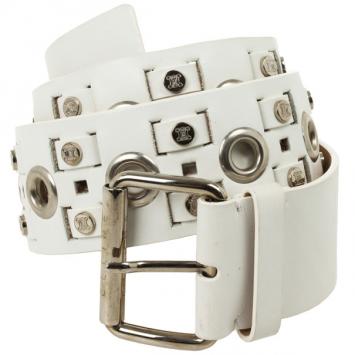 Celine White Leather Logo Studded Belt 89 CM
