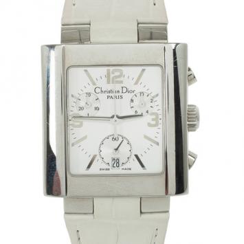 Dior Riva SS Leather Chronograph Womens Wristwatch 31MM