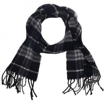 Burberry Black and Grey Novacheck Wool and Cashmere Scarf