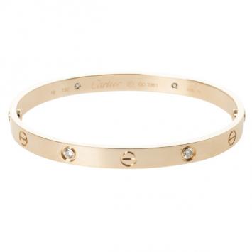 Cartier 4 Diamonds Rose Gold Love Bracelet 19 CM