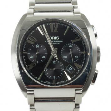 Pre Owned Oris Black SS Artelier Chronograph Mens Wristwatch 42 MM