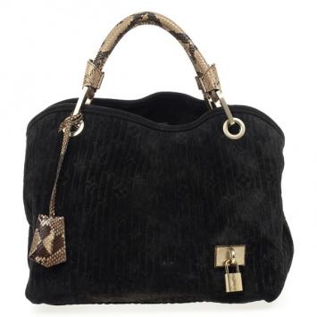 Louis Vuitton Black Monogram Embossed Suede Limited Edition Whisper PM