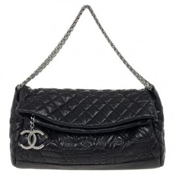 Chanel Black Lambskin Quilted Small Paris Moscou Red Square Bag 