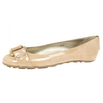 Jimmy Choo Nude Patent Morse Ballet Flats Size 38.5