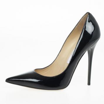 Jimmy Choo Black Patent Anouk Pointed Toe Pumps Size 39.5