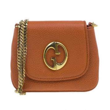 Gucci Orange Leather 1973 Small Chain Crossbody Bag