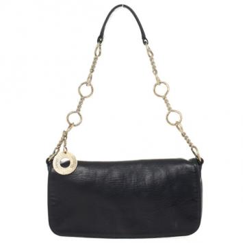 Salvatore Ferragamo Black Leather Chain Shoulder Bag