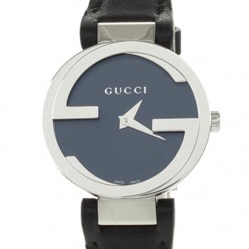 Gucci Interlocking Black Leather Womens Watch 29 MM