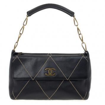 Chanel Black Diamond Stitch Surpique Bag 