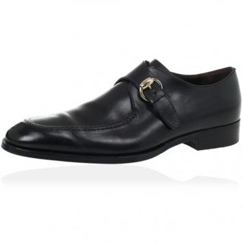 Pre Owned Gucci Black Leather Monk Strap Loafers Size 41