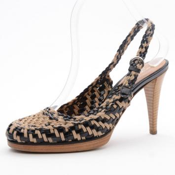 Sergio Rossi Pelle Woven Slingbacks Size 38
