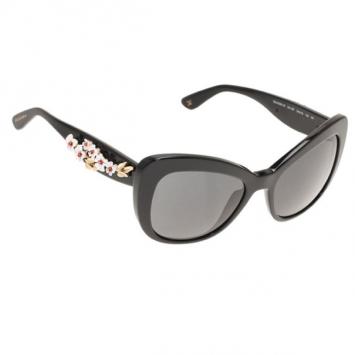 Dolce and Gabbana Black Almond Flower Cat-Eye Sunglasses