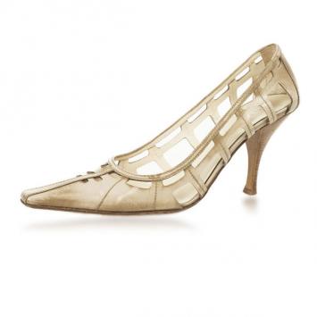 Prada Beige Cutout Pointed Toe Pumps Size 38