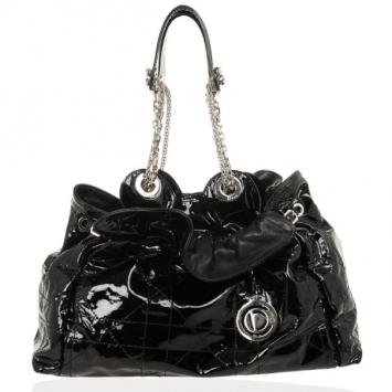 Christian Dior Le Trente Black Medium Patent Shopping hobo