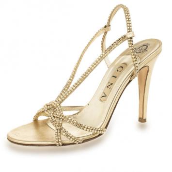 Gina Gold Crystal Slingback Sandals Size 38