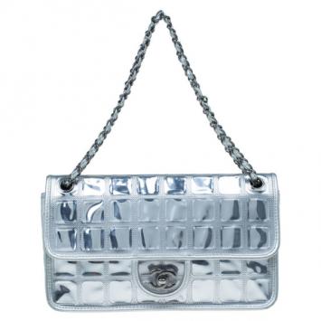 Chanel Silver Leather Ice Cube Limited Edition Flap Bag