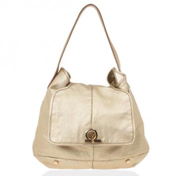 Yves Saint Laurent Gold Leather Capri Large Flap Hobo