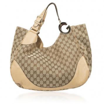 Gucci Monogram GG Light Beige Jockey Hobo Large Bag